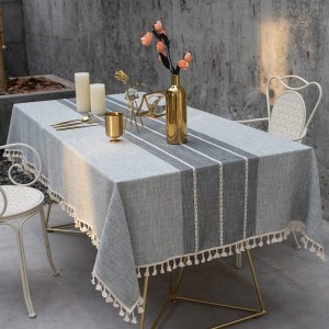 Home Decor Anti Wrinkle Cotton Linen Table Cloth Cover for Kitchen Dining Room