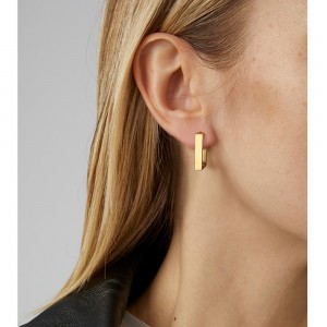 2 Sizes Square Chunky Hoop Earrings Huggies Gold Plated Earrings for Women Hip Hop Korean Minimalist Stainless Steel Jewelry Hot