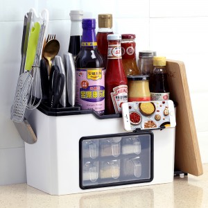Kitchen Storage & Organizer Knife Seasoning Organizer Box Storage Rack Plastic Condiment Bottle Mix Tool Holder