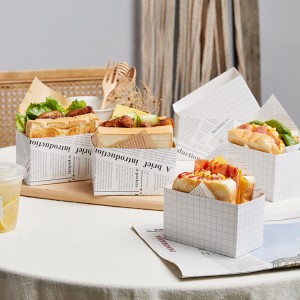 Wholesale Food Grade Hamburger Sandwich Packaging Box Disposable Take Away Paper Packaging Bag for Food
