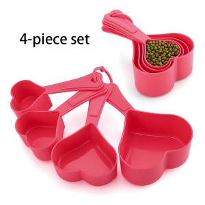 Kitchen Measuring Tools 4 Pcs Heart Shape Plastic Powder Red Measuring Spoons Cups Scoop Scale Set