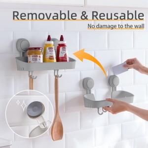Hot-selling Drill-free Reusable Wall Mounted Spice Bottle Rack Holder Corner Basket Shelf For Kitchen Home Storage