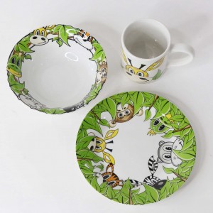 high quality custom children cute 3pcs porcelain dinner set kid’s dinnerware sets