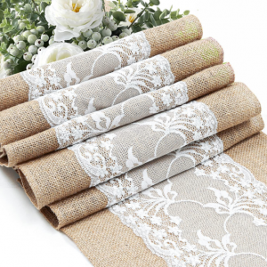 Lace Vintage Table Cloth Country Festival Wedding Table Farmhouse Decor Custom jute burlap hemp linen table runner
