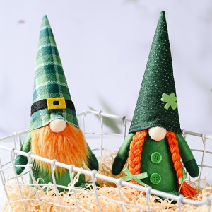 St Patricks Day Ireland Lucky Elf Doll Irish Festival Clover Plush Faceless St Patricks Gnome