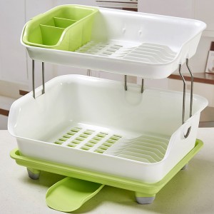 New design Multipurpose kitchen plastic Dish Rack Double Layer Drain Dishes Kitchen Storage