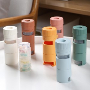 Multifunctional Weekly 7 Days Pill Box with Grinder and Cutter Plastic Pill Case Storage Organizer for Daily Use Travel Outdoor