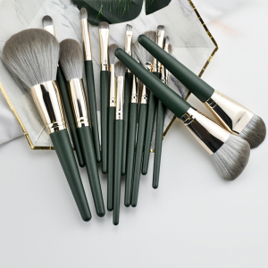 14PCS Brochas De Maquillaje Kabuki Brushes China Custom Logo Natural Wooden Handle Makeup Brush Set