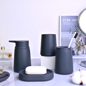Bathroom Accessories Set 6 Pcs Plastic Gift Set (Grey)