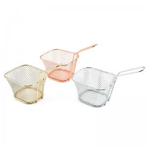 Mini Fry Basket French Fries Baskets Snack Basket Food Case Iron Square Frying Pot in Kitchen