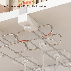 Save space 304 stainless steel wall-mounted adjustable goblet holder hanging wine glass rack kitchen storage