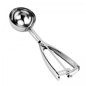 High quality kitchen tool with spring handle stainless steel ice cream spoon melon ball spoon fruit spoon
