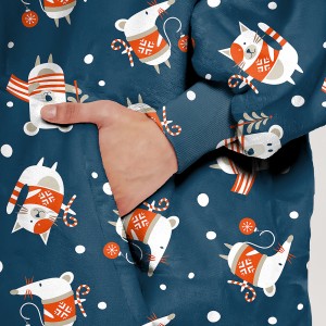 Christmas pattern oversized ultra soft fleece sherpa wearable custom print hoodie blanket