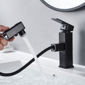 Cold and Hot Water Mixer Bathroom Sink Mixer Brass Black Basin Tap