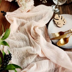 Fabric Cheesecloth Pink Cotton Decor Wedding Table Runners