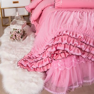 Satin Jacquard lace multipart 100% cotton fabric 1 comforter cover 2 pillowsham 1 bed sheet European luxury style bedding set