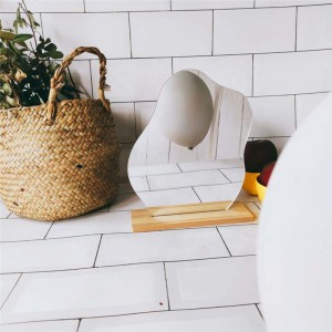 Korean style Makeup Mirror Ins Irregular Acrylic Decorative Mirror Wooden Base Cosmetic de maquillaje vanity mirror
