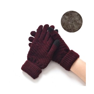 Winter Warm Knitted Full Finger Gloves Ladies Women’S Smooth Wool Gloves In Bulk