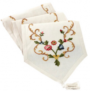 Home decor knitted rectangle traditional chinese style floral embroidery table runner for guest