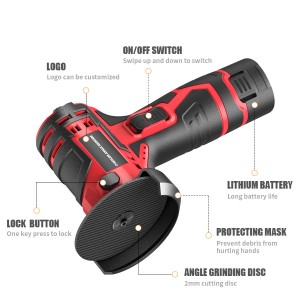 12V Brushless Mini Angle Grinder Cordless Polishing Grinding Machine Diamond Cutting Electric DIY Power Tools