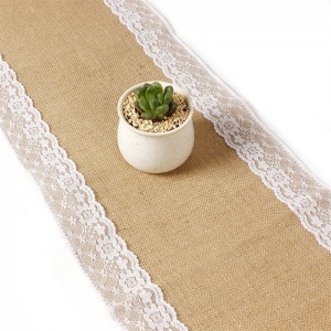 Burlap Lace Hessian Rustic Jute Wedding Party Baby Shower Dining Decoration Table Runner