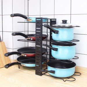 Storage Holders Multi-layer Adjustable Height Folding Metal Home Furniture Pot Pan Lid Rack Holders Organizer Kitchen Storage
