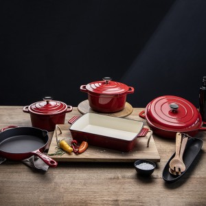 8pcs Wholesale Cookware With Cheap Price Cast Iron Enamel Kitchen Cookware Set Cooking Pot Sets