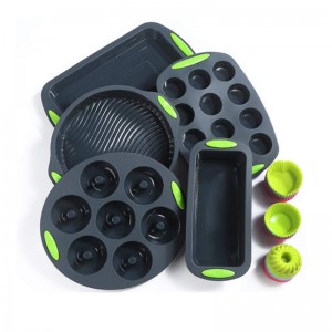 5 Pieces Silicone Bakeware molds Set cookie sheet mini muffin loaf bread baguette Toast pan dishes baking trays