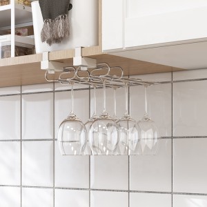 Save space 304 stainless steel wall-mounted adjustable goblet holder hanging wine glass rack kitchen storage