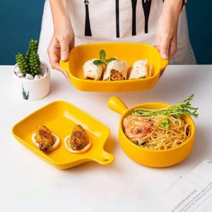 Wholesale Ceramic Baking Dishes Rectangular Kitchen Bakeware With Handles