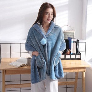 Thicken Flannel Sherpa Blanket Hoodie Blanket Double Reversible Flannel Sherpa Blankets