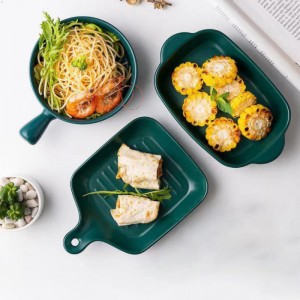Wholesale Ceramic Baking Dishes Rectangular Kitchen Bakeware With Handles