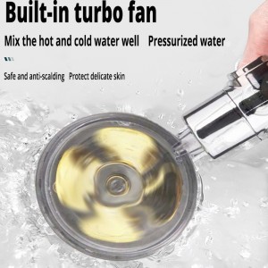 360 Degrees Rotating Rainfall fan shower head High Pressure With Small Fan Hand-held Bathroom Accessories
