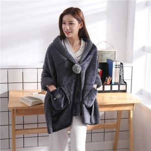 Thicken Flannel Sherpa Blanket Hoodie Blanket Double Reversible Flannel Sherpa Blankets