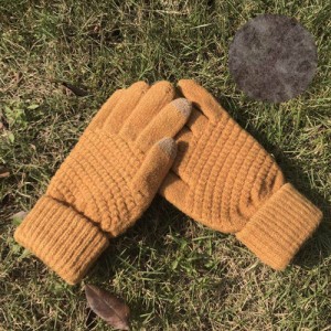 Winter Warm Knitted Full Finger Gloves Ladies Women’S Smooth Wool Gloves In Bulk