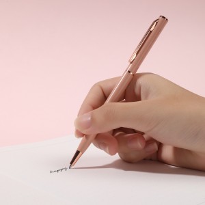 Thin Hotel Supplies Promotion Ball Pen Luxury Laser Branded Metal Body Twist Slim Ballpoint Pens