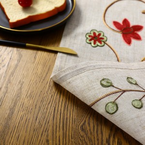 Home decor knitted rectangle traditional chinese style floral embroidery table runner for guest