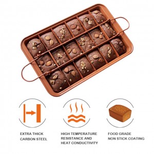 Non Stick Brownie Cake Baking Pan Bread Pan with Dividers Built-In 18 Slicer Carbon Steel Bakeware for Oven Baking Brownie Maker