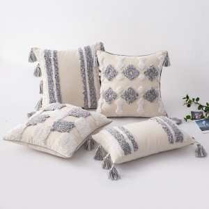 Home Decor Ethnic Cushions Bedside ins Moroccan Lace Tassel Tufted Indian Pillowcase