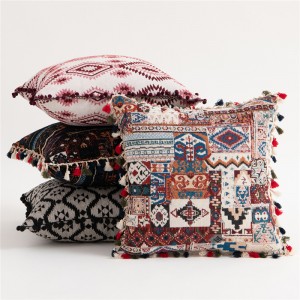 Hot Selling American Moroccan Flower Hair Ball Geometric Pillow Cushion Pillowcase