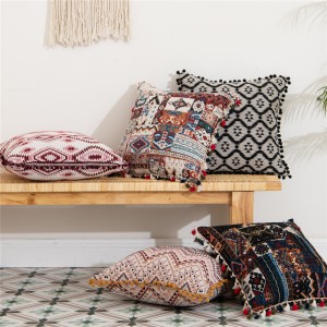 Hot Selling American Moroccan Flower Hair Ball Geometric Pillow Cushion Pillowcase