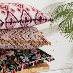 Hot Selling American Moroccan Flower Hair Ball Geometric Pillow Cushion Pillowcase