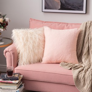 Imitation rabbit fur gray powder pillowcase cute girly wind plush plush pillow