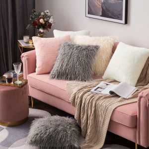 Imitation rabbit fur gray powder pillowcase cute girly wind plush plush pillow