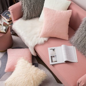 Imitation rabbit fur gray powder pillowcase cute girly wind plush plush pillow