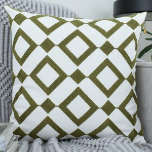 Nordic Geometric Green Embroidery Pillowcase Wholesale Pillow