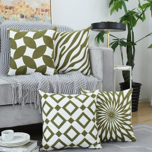 Nordic Geometric Green Embroidery Pillowcase Wholesale Pillow