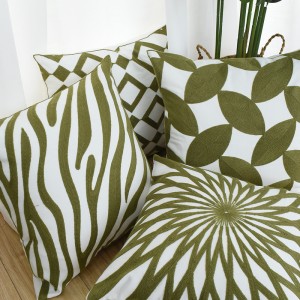 Nordic Geometric Green Embroidery Pillowcase Wholesale Pillow