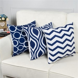 Nordic Simple Style Blue Geometric Printed Decorative Cushion Cover Sofa Throw Pillowcase Cover For Home