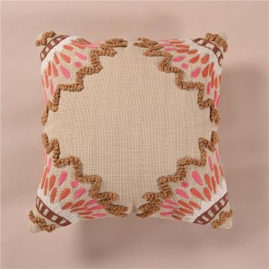100% Cotton Hand Embroidered Cushion Cover Boho Tufted Embroidery Pillow Case With Tassel for Home Decor Sofa 20×20